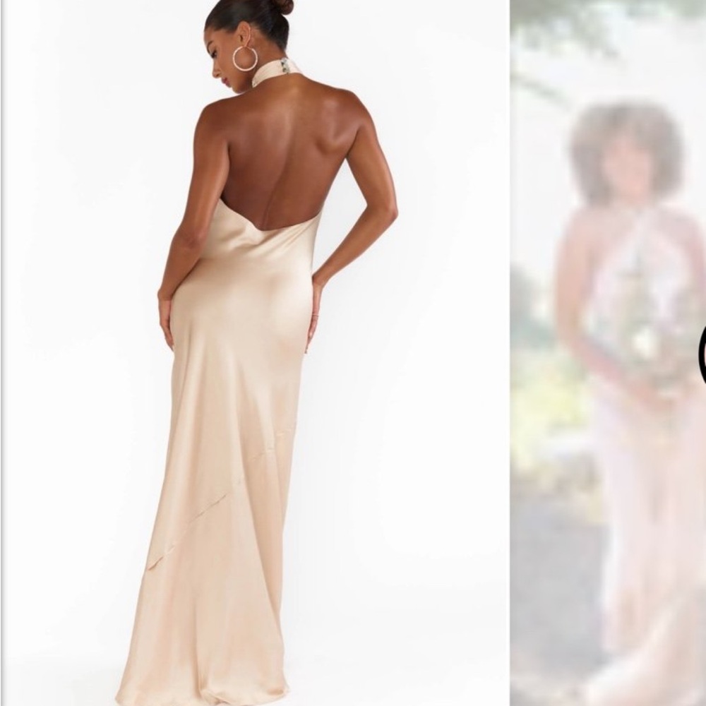 Show Me Your MuMu Gold Backless Halter Gown